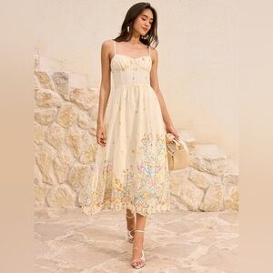 NWT | Commense | Floral Embroidered Mid Dress | Sz S